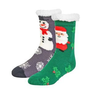 Snowman & Santa Claus 2-Pack Slipper Socks